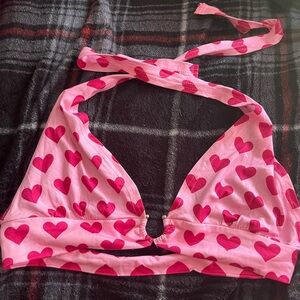 Pink Heart Halter Bralette